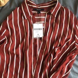 Striped button down top